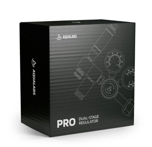 AquaLabs Pro Dual Stage CO2 Regulator black box, on white background