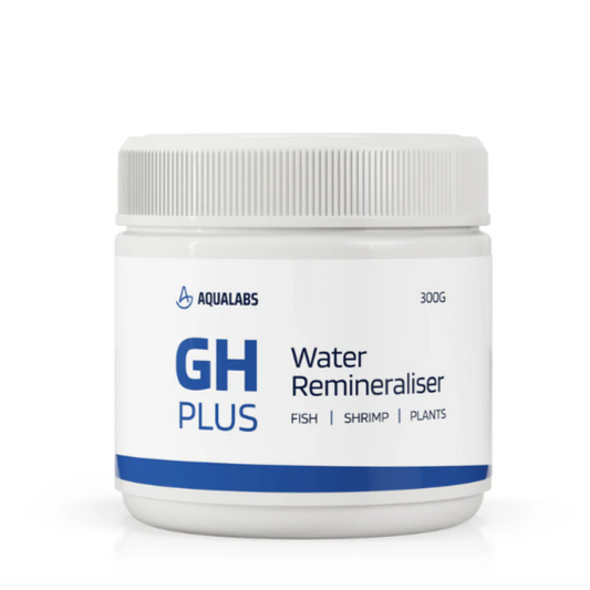 AquaLabs GH Plus Water Remineraliser 300 Grams Jar, white background blue text