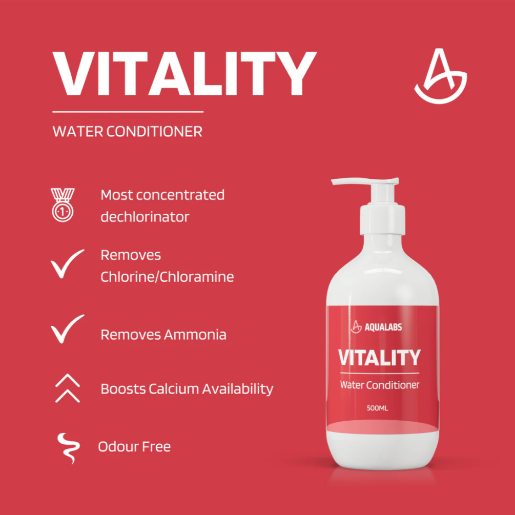 AquaLabs Vitality info page, white text on reg backgound