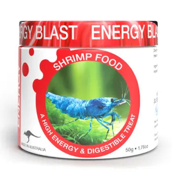Shrimp Energy Blast jar on a white background