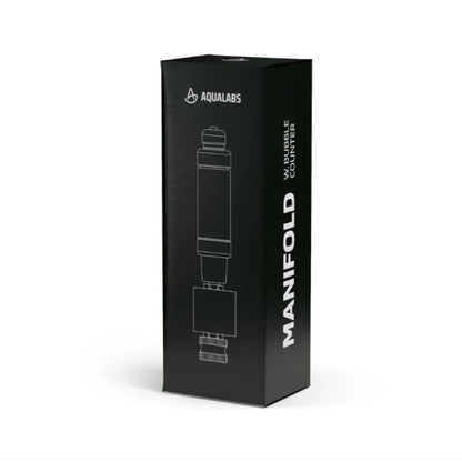 AquaLabs Manifold Extension with Bubble Counter Black box on white background