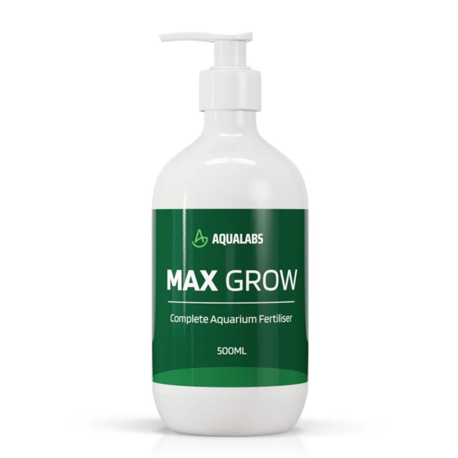 AquaLabs Max Grow Aquarium Fertiliser 500ml Green bottle, white text and background