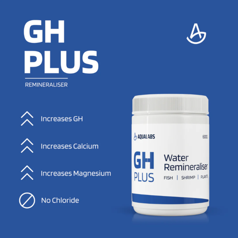 AquaLabs GH Plus Water Remineraliser Product page White text on blue background